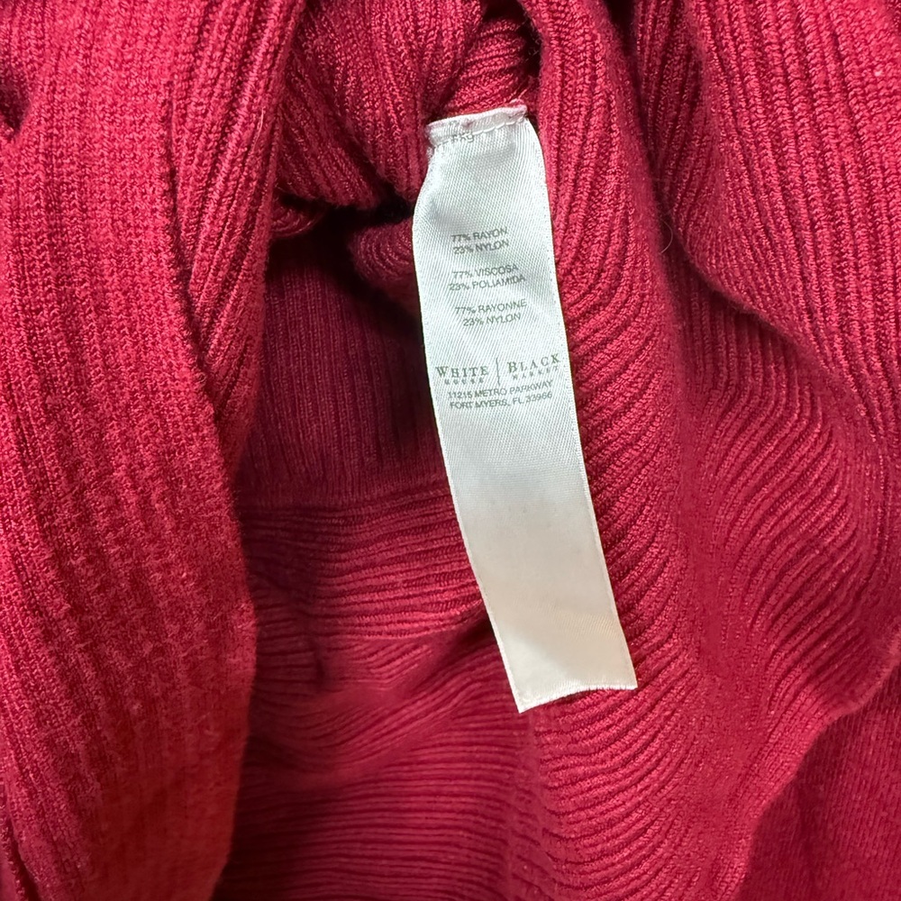 White House Black Market Cowl Neck Peplum Sweater - Raspberry Red - Size Large - Picture 7 of 9